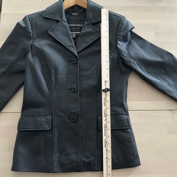 Vintage Leather Jacket Womens Small Button Front Goth Punk Minimalist Tanners NY - Picture 8 of 9